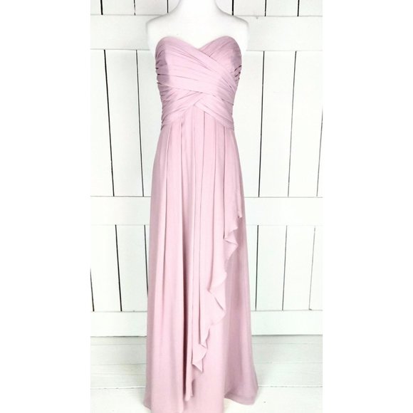 Quartz chiffon sweetheart neckline cascade bridesmaid long maxi dress - Picture 2 of 6